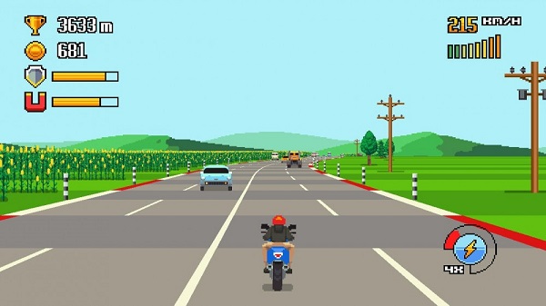 像素摩托车游戏(Retro Highway)